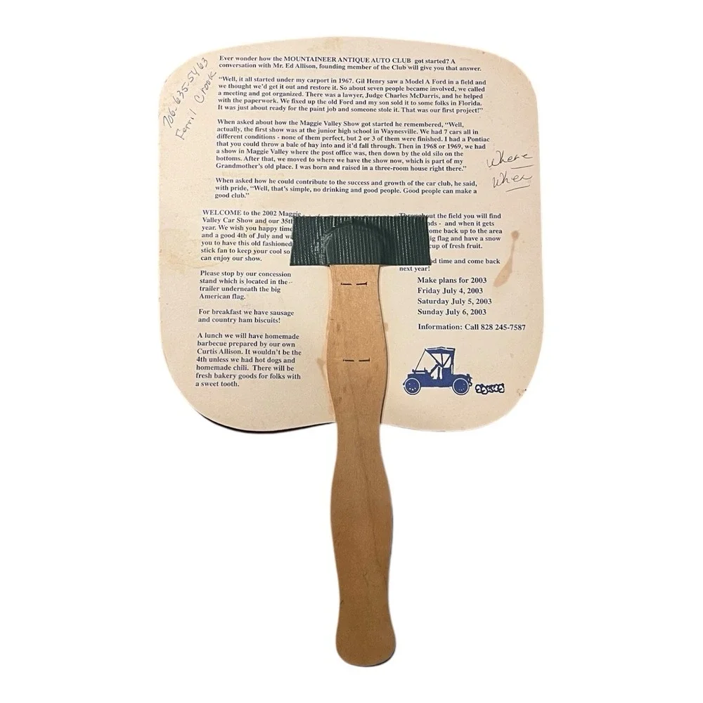 2002 Mountaineer Antique Auto Club Maggie Valley NC Car Show Advertising Fan